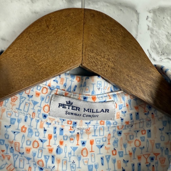 Peter Millar Summer Comfort Cocktail AOP Performance Golf Polo Men XL Stock Farm - Picture 4 of 8